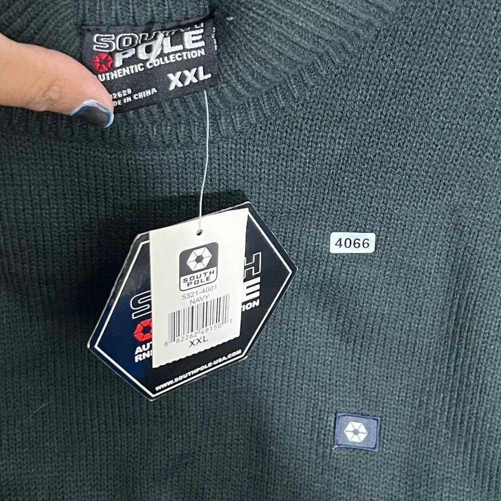 NWT Southpole Navy Knit Mock Neck Sweater Mens XXL Streetwear Skater Hip Hop Y2K
